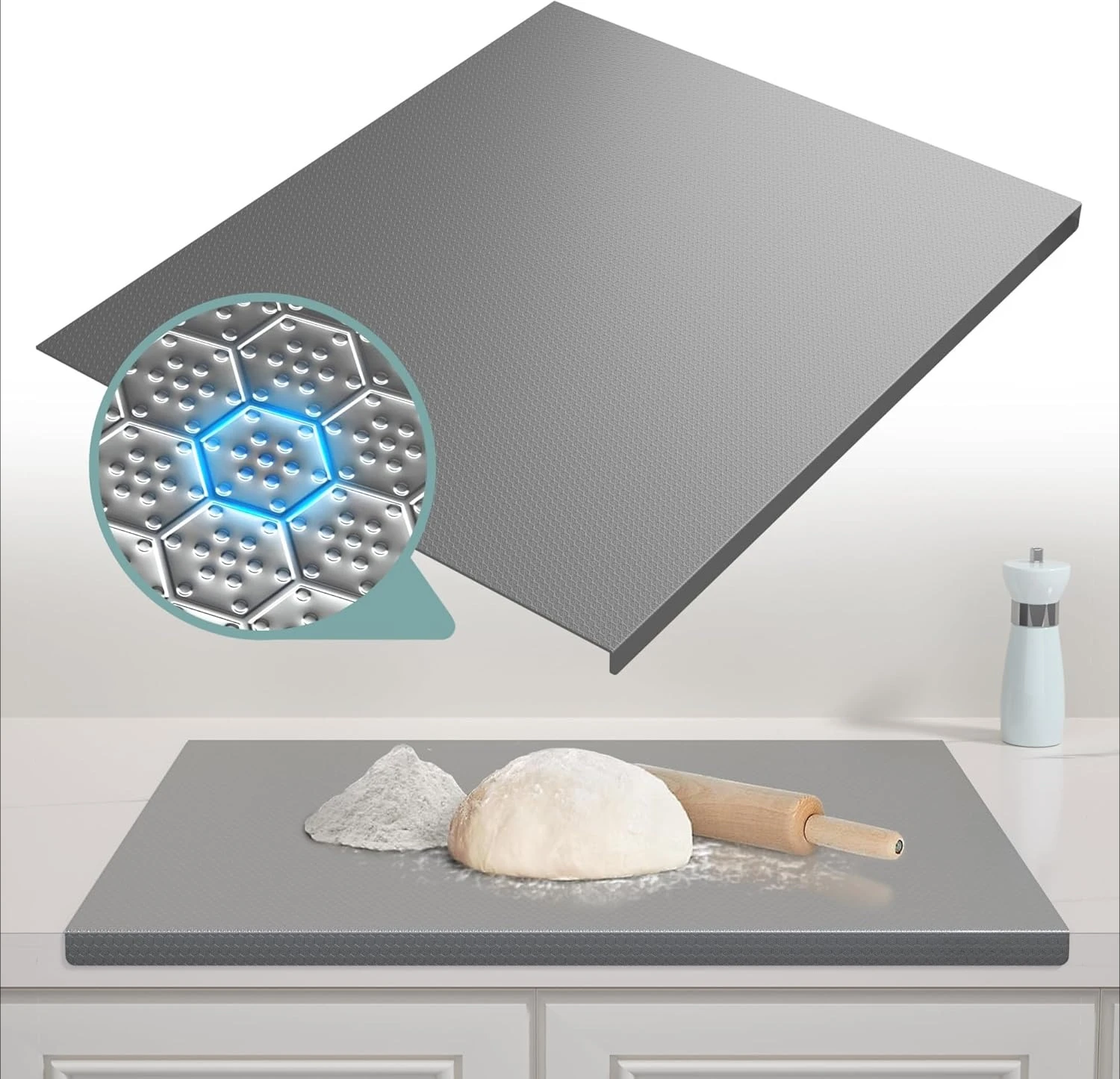 

Heavy duty cutting board, low noise cutting board, scratch resistant surface for meat, vegetables and baking