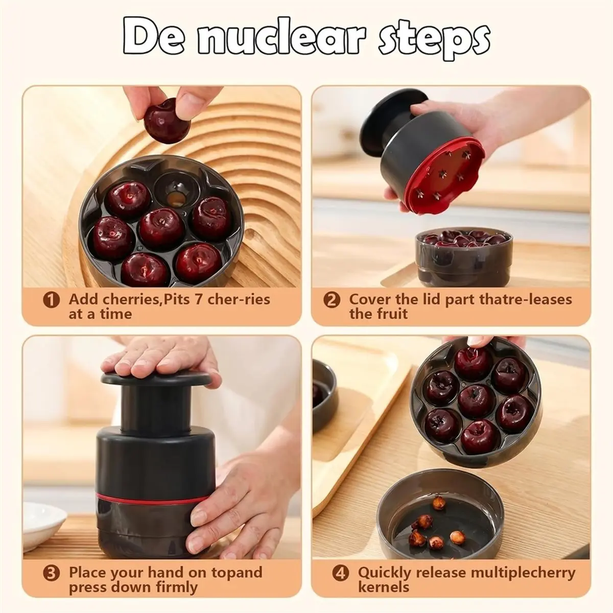 Cherry Pitter Tool Stainless Steel Cherry Pitter with Splatter Guard,for Cherries Olives and Fruits