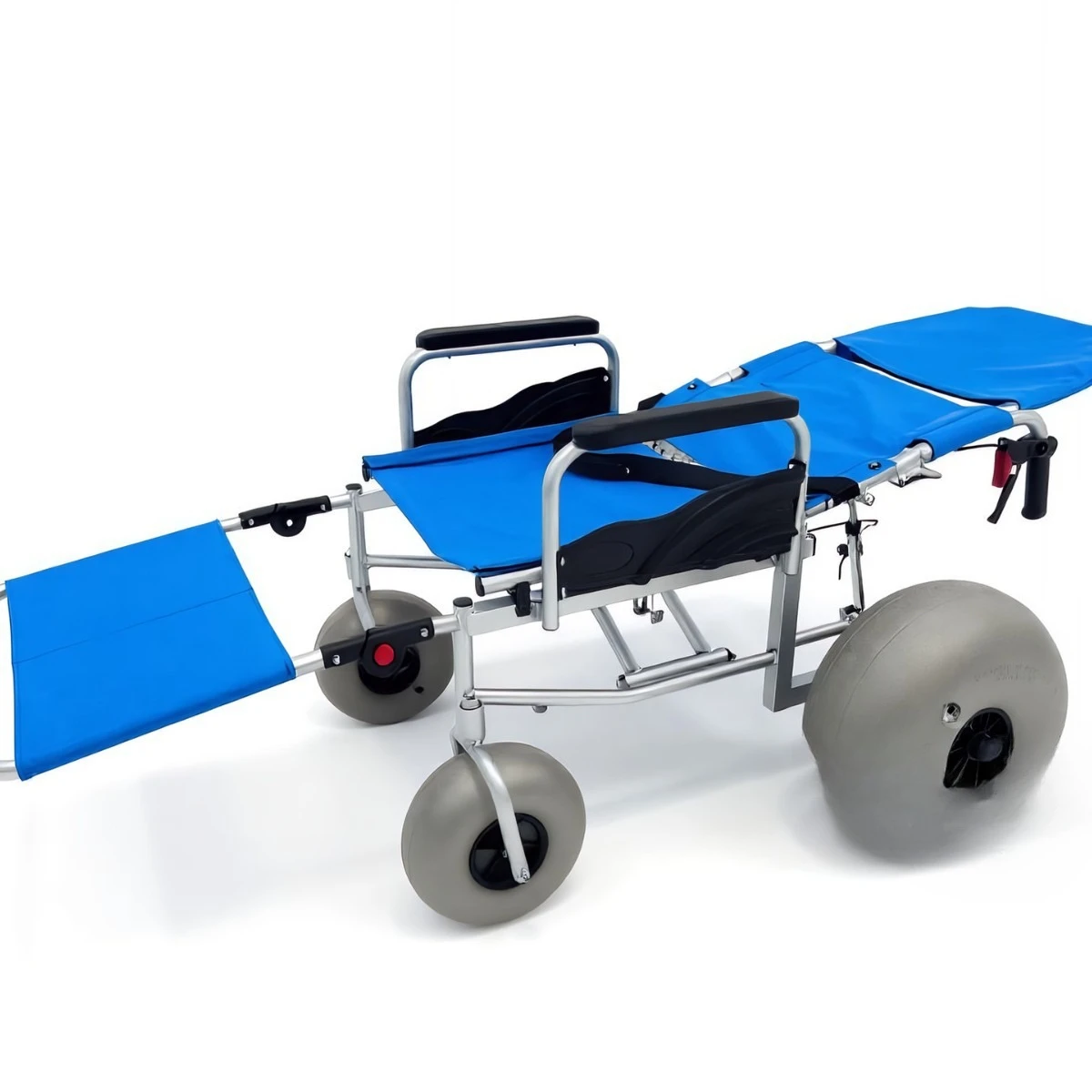 Inflatable wheel backrest carbon steel structure, barrier-free medical beach wheelchair