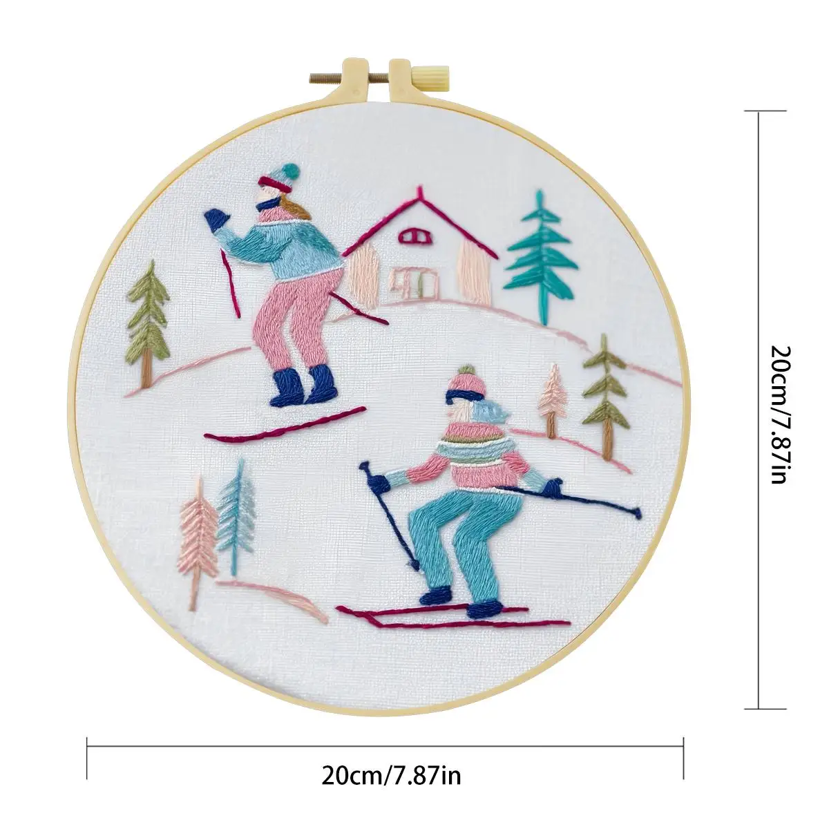 1 Stück 20X20CM/15X15CM 7,87/6,3 Zoll Ski-Stickerei-Starter-Kit DIY-Kit DIY-Stickerei-Set Handarbeiten Nadelkunst Nähkunst – Detail 3