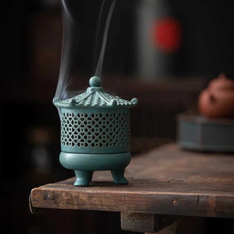 Ancient pagoda incense burner ceramic crafts incense ornaments reverse flow incense burner creative home decoration