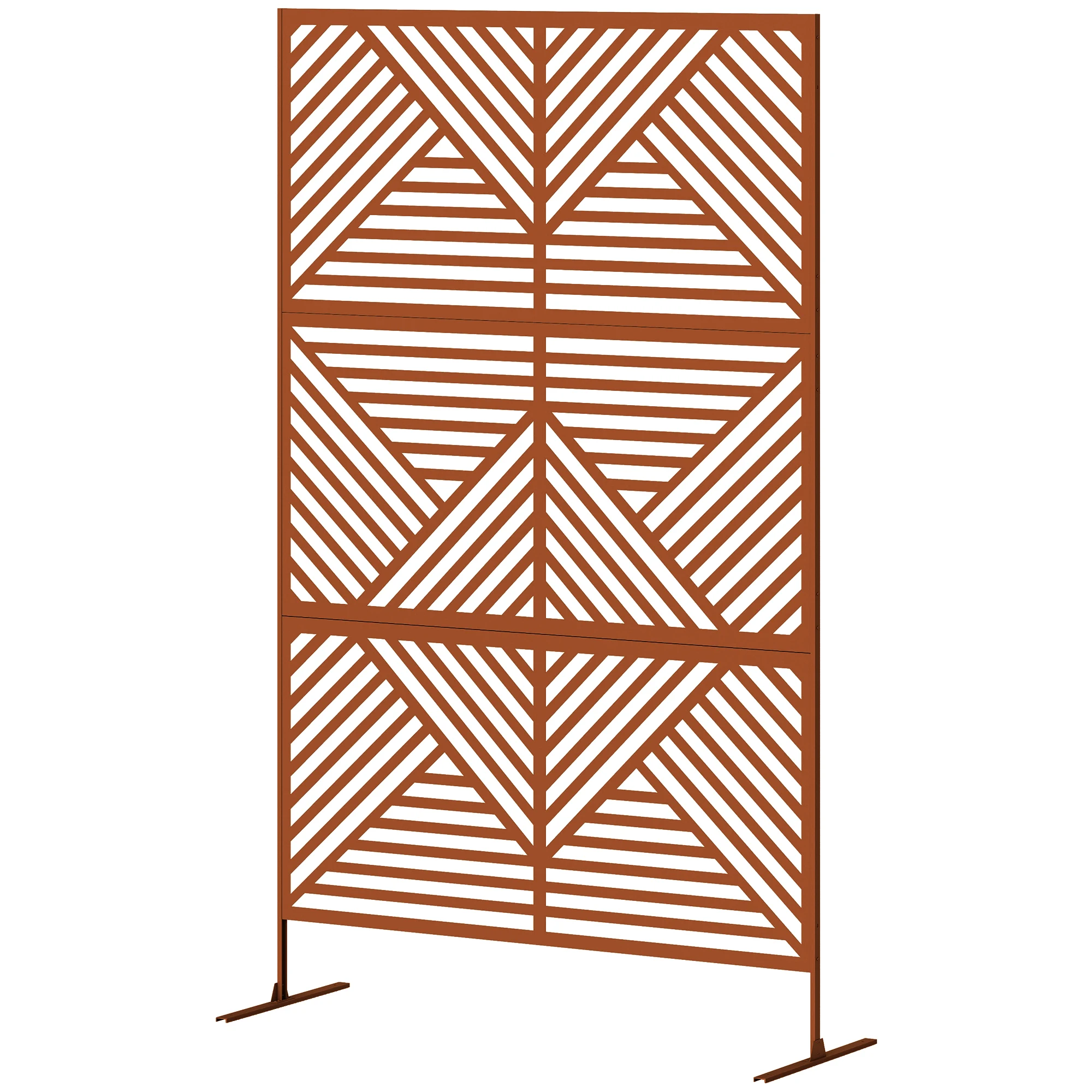 Metal Outdoor Privacy Screen Outdoor Divider Trellis Rhombus Brown