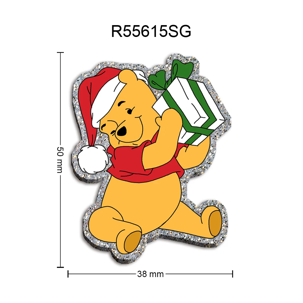 

Christmas Disne Cute Winnie Bear Pooh Chunky Glitter Acrylic Cabochons for DIY Ornaments Xmas Tree Decor Crafts Gifts Supplies