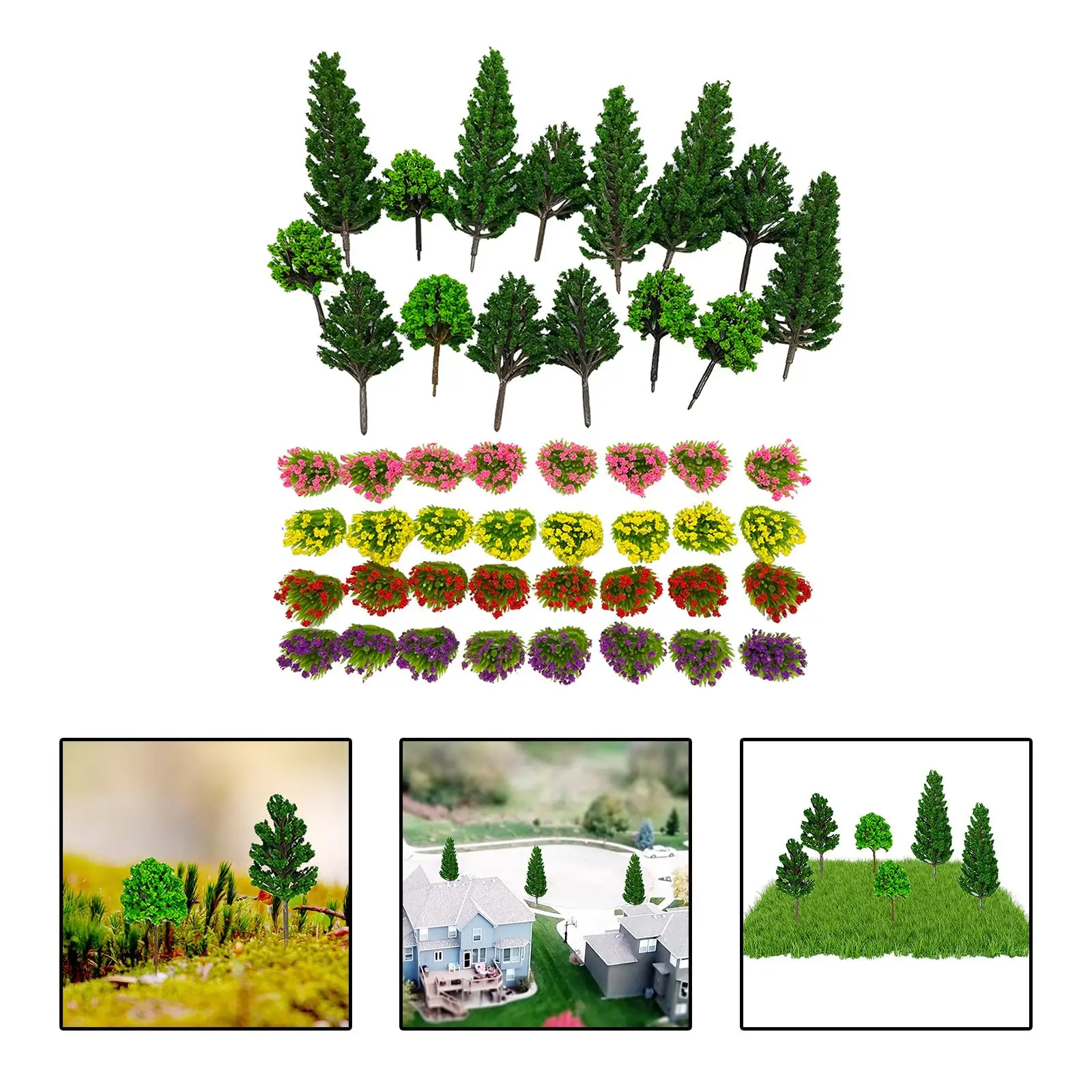 47Pcs 1:100 Scale Mixed Model Tree, Mixed Miniature Trees Model for DIY Crafts