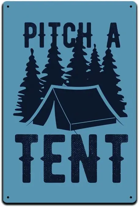 JP's Parcels Tin Signs Camping Camp Site Décor - Metal Sign 12 x 8 in. Pitch A Tent