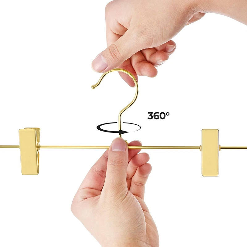 Trouser Hangers Made Of Metal, 10 Pieces, Clothes Hangers, 30.5Cm, With 2 Non-Slip Clips, For Skirts, Pants, Underwear