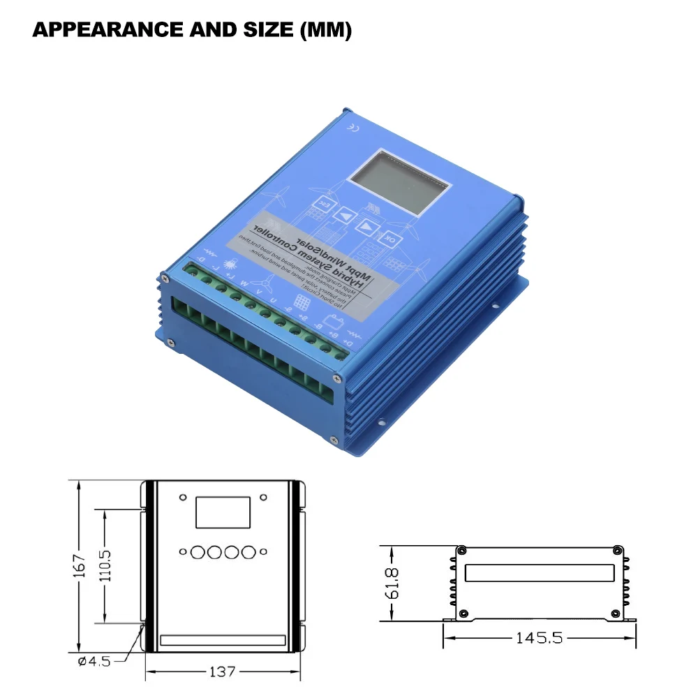 MPPT Controller Wind 1000W Solar 12V 24V 48V Automatic Regulator Household Wind Generator