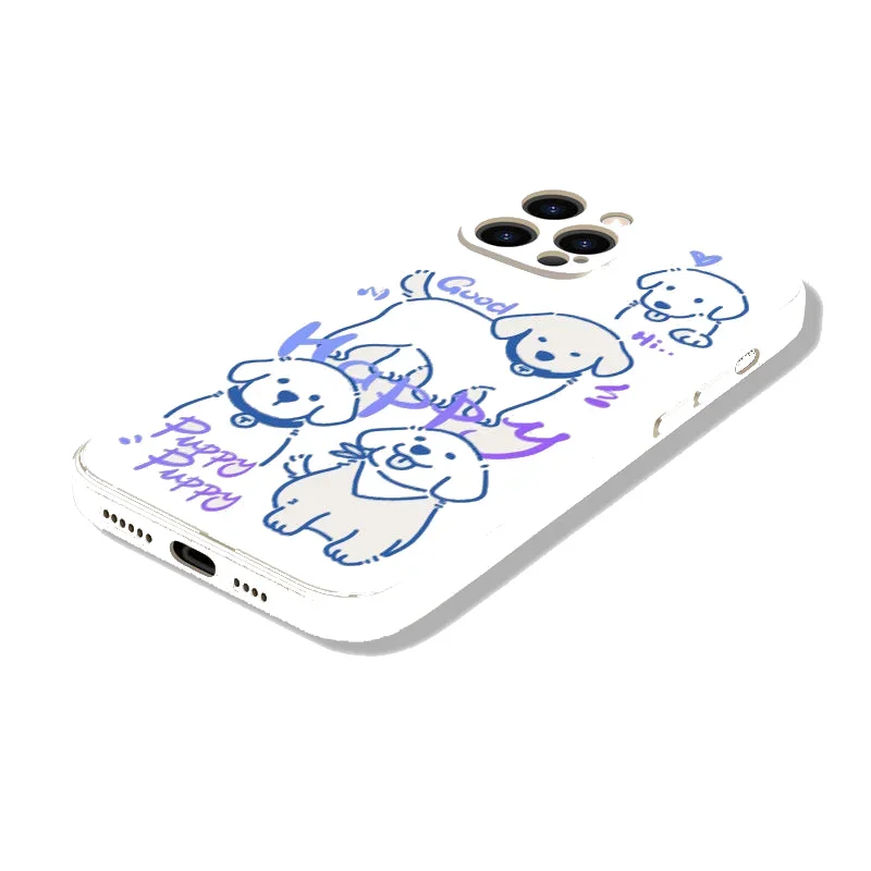 Casing ponsel pasangan kucing anjing, untuk Iphone 15 14 13 12 11 Pro Max Mini X XR 7 8 SE Plus SE sampul anak anjing hewan karton lucu lucu