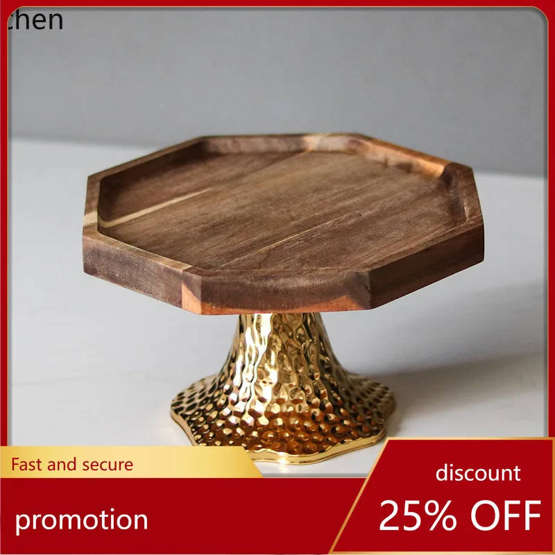 

ZML Solid Wood Hexagonal Tray Decoration Dessert Stand Cake Display Rack Fruit Snack Plate