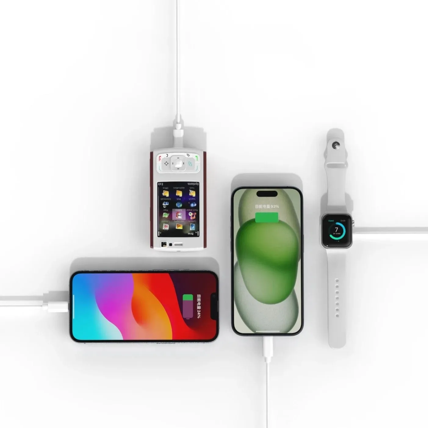 애플워치 10/9/8/7/6/5/4/3/2 SE/초고속 충전용 3 in 1 타입C & 마그네틱 무선 충전 패드 USB 데이터 충전 케이블
