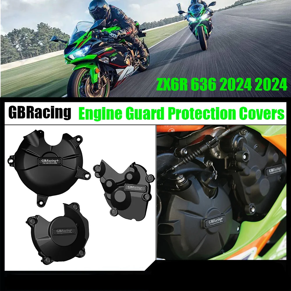 GBRacing ZX-6R 2024 Engine Cover Set For KAWASAKI NINJA ZX6R 636 2024 2025 Engine Guard Protection Covers 2013 - 2024