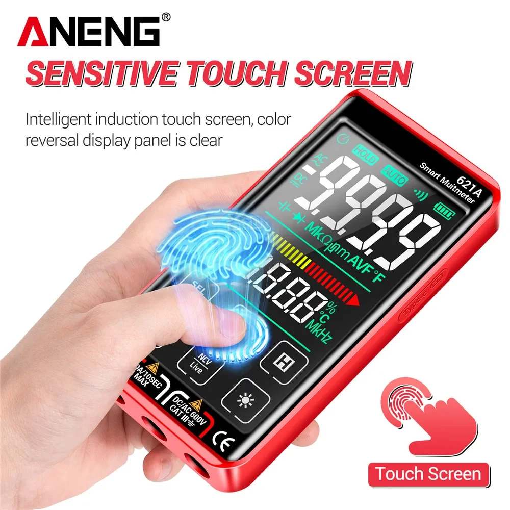 ANENG Multimeter Touch Screen Tester Rechargable 621A NCV Induction AC DC Voltage Current 9999 Counts Multimetro Electrician DIY