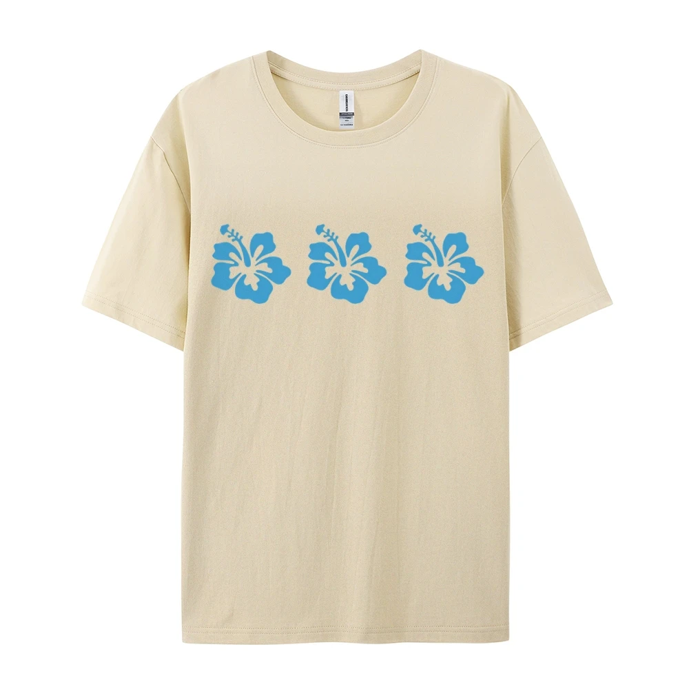 Blue Hibiscus Floral Women's Short Sleeve Tee Boho Minimalist Retro Matisse Abstract Botanical Nature Aesthetic Ladies Tops