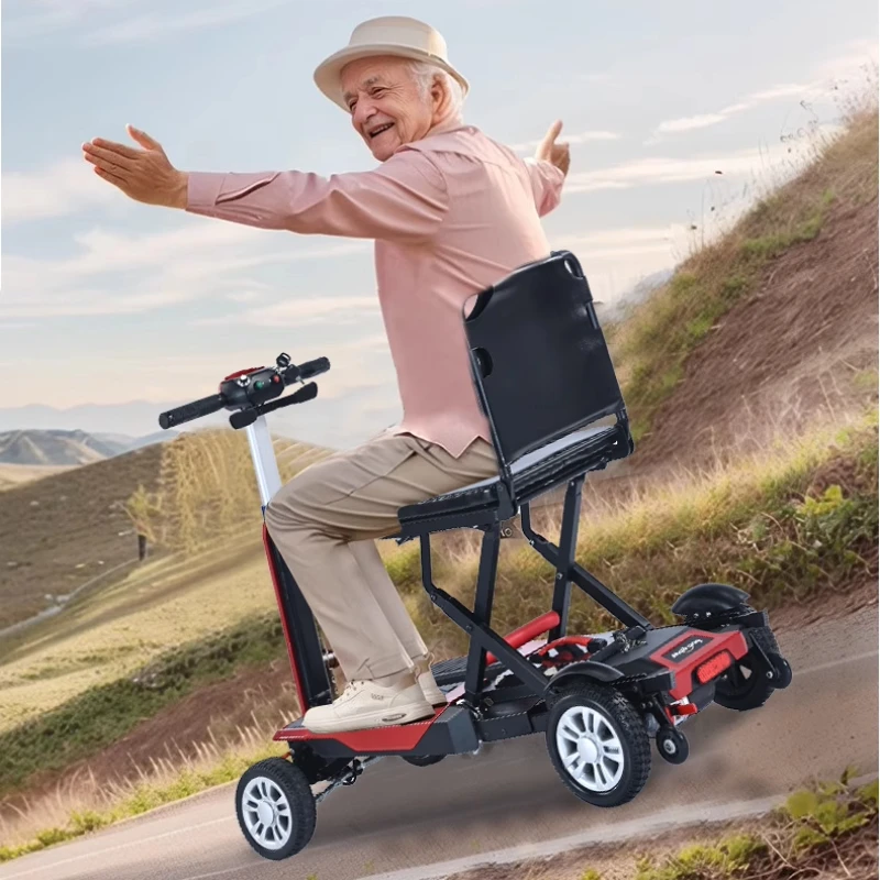 

Folding electric vehicle ultra-light and portable new elderly scooter elderly moped household disabled four-wheel wheelchair