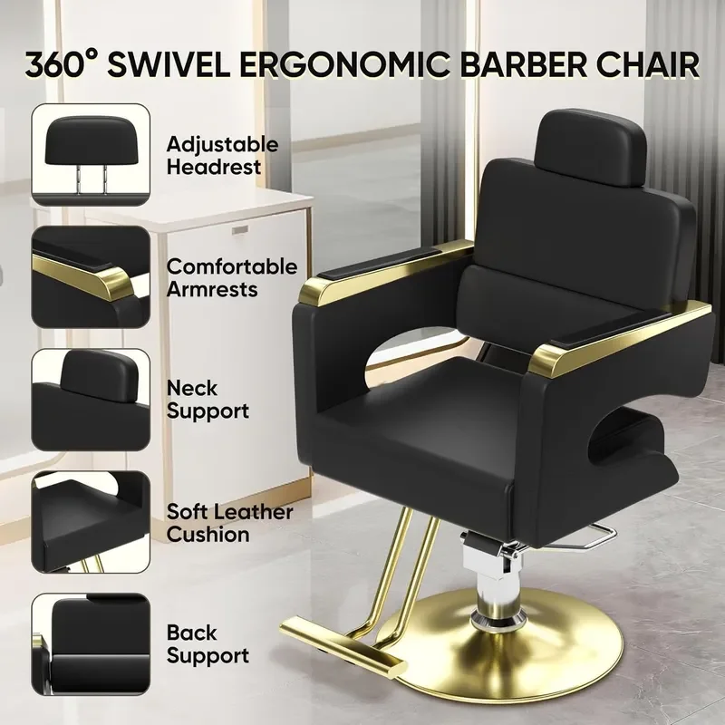 Salon Chair for Hair Stylist Barber Chair with Heavy Duty Hydraulic Pump Stylist Chair for Barbershop Silla de Barberia 360 - view 3