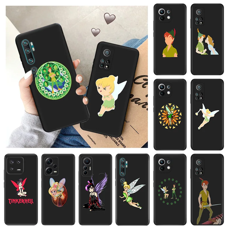 

Soft Cases for Xiaomi 13 12 Lite 12t 12x Redmi Note12 Note13 Pro Plus 5G 13c 4G 12c 12s Cute Tinker Bell Black Phone Case Cover