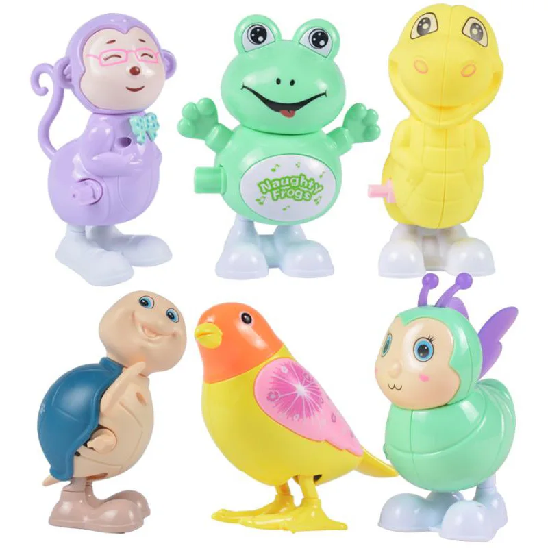 1 Pieces Random Color Children's Clockwork Toy Parrot Fun Gifts Cartoon Toys Squirrel/ Dinosaur Wind Up Toys