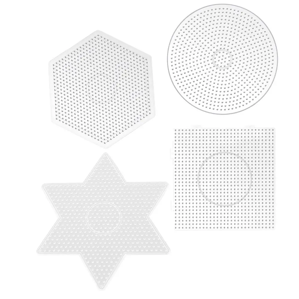 

4 Pcs 5mm Bead Boards Craft Puzzle Pieces Clear Templates Large Round Square Hexagon Star Shapes Fuse Pegboards