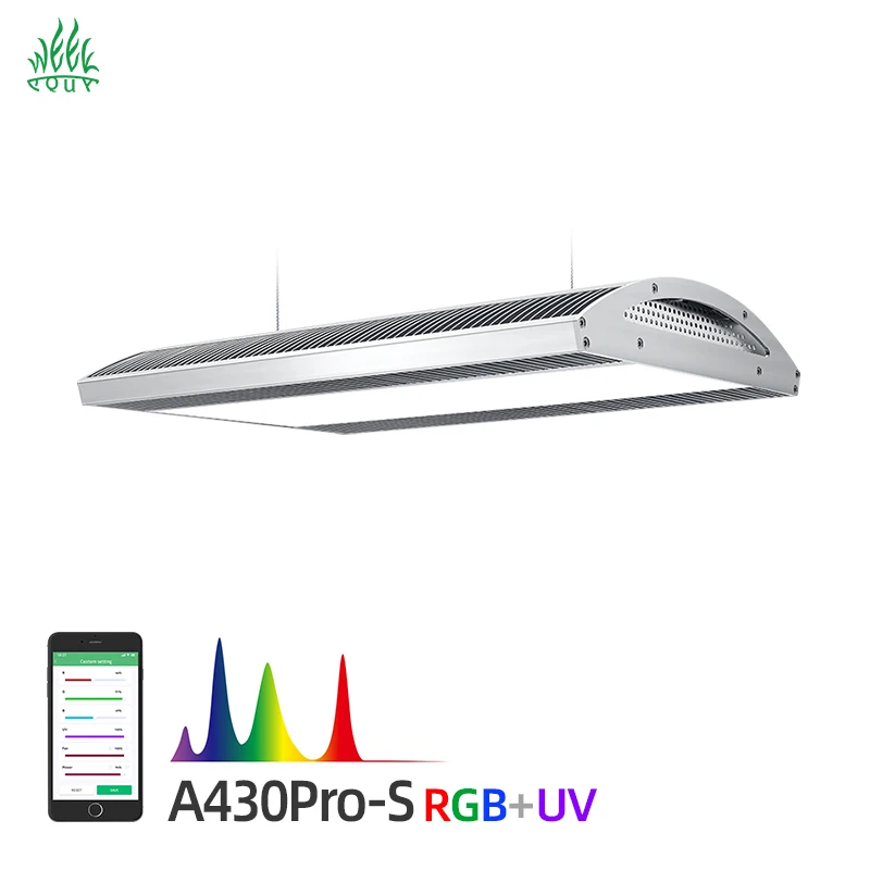 Week Aqua A430 Pro LED Aquarium Light RGB UV Full Spectrum 120W Hanging Plant Grow Lamp for High Demand Aquascaping
