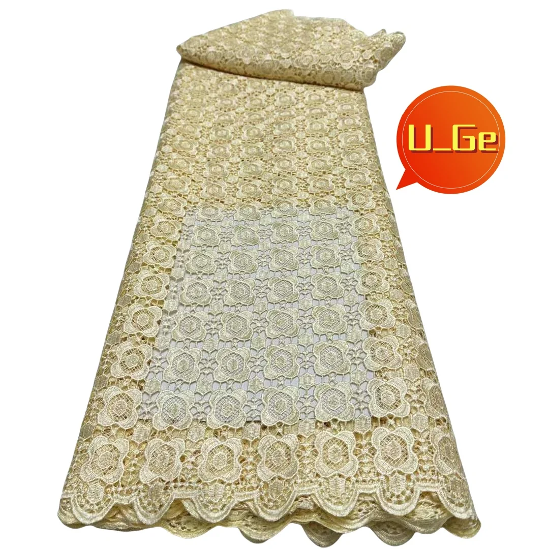 

2024 Latest Skin friendly High Quality Delicate Guipure Cord Lace Fabric For Wedding Party Dress U_GE1328