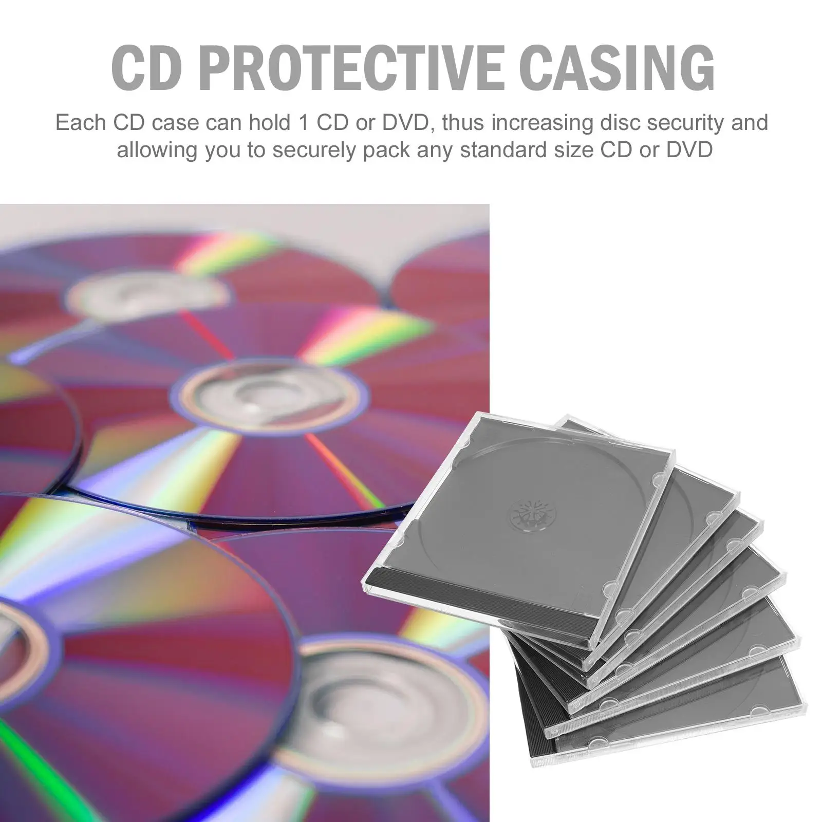 6pcs CD Storage Boxes Disc Plastic Storage Boxes DVD CD Protective Casing CD Disc Case Ultra Thin Plastic Storage DVD Container