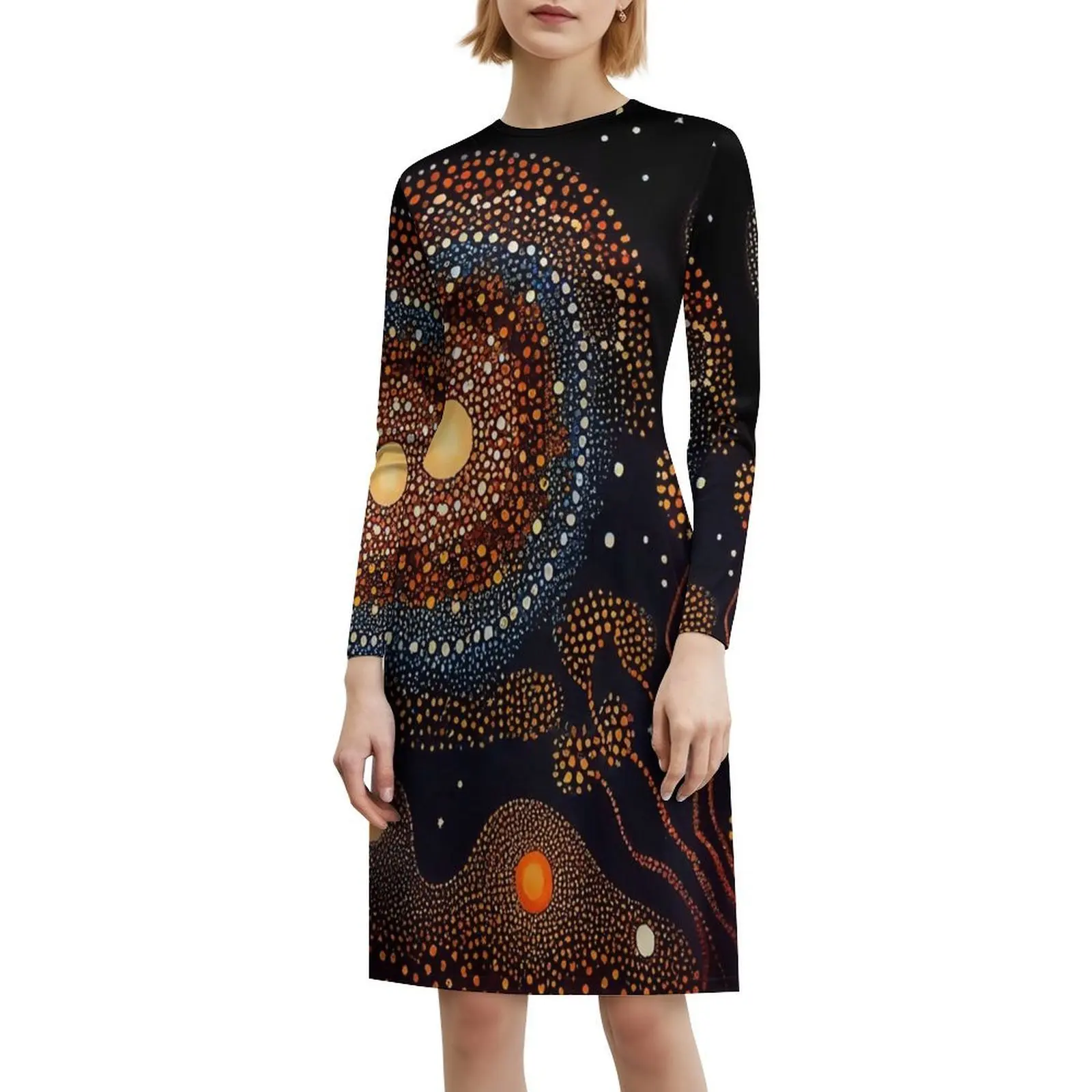 Alice Molas # 11 vestido boêmio sem mangas para mulheres, vestidos de festa de praia estampados, bandeira aborígine, noite australiana aborígine