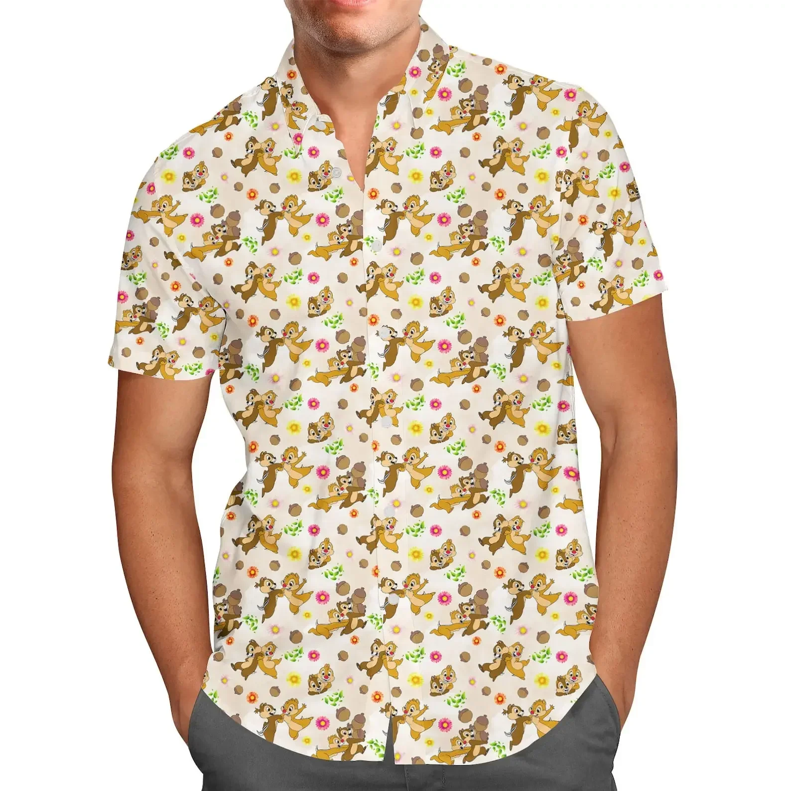 Chip And Dale Tropical Hawaiian Fashion Summer Short Sleeve Men Shirt Disney Chip N Dale Hawaiian Shirt Beach Button Down Shirt