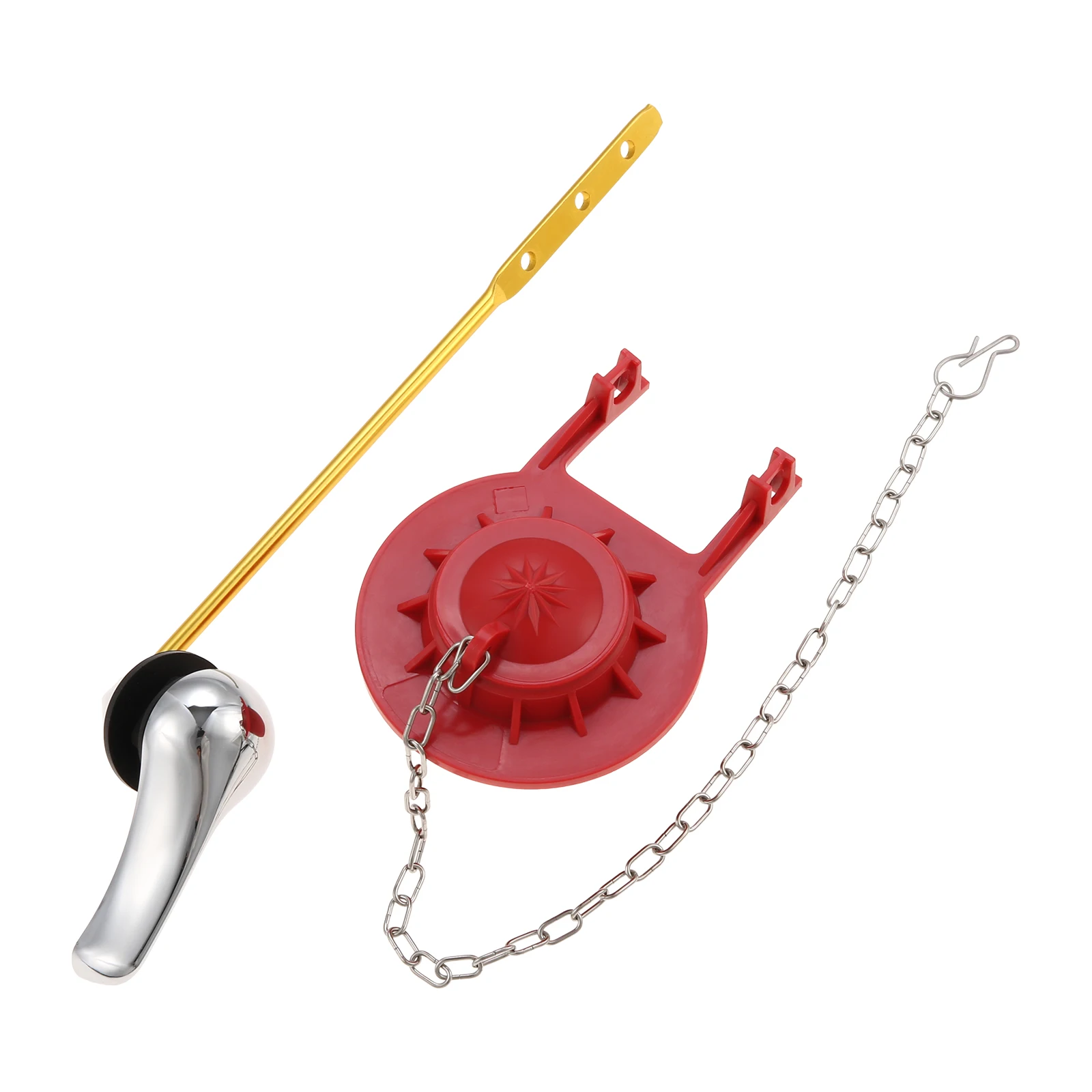 

2pcs/set Bathroom Chrome Finish Toilet Trip Lever and Flapper Kit Front Mount Toilet Handle with 2-inch Universal Toilet Flapper