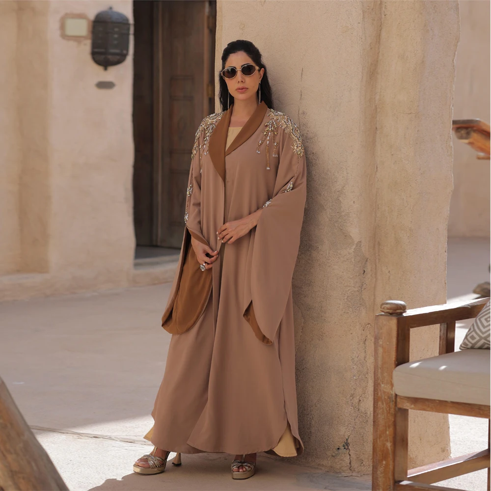 Eid Arab Muslim Party Abaya for Women Dress Diamond Khaki Jalabiya Long Dresses Morocco Kaftan Vestidos Dubai Ramadan Gown Robe