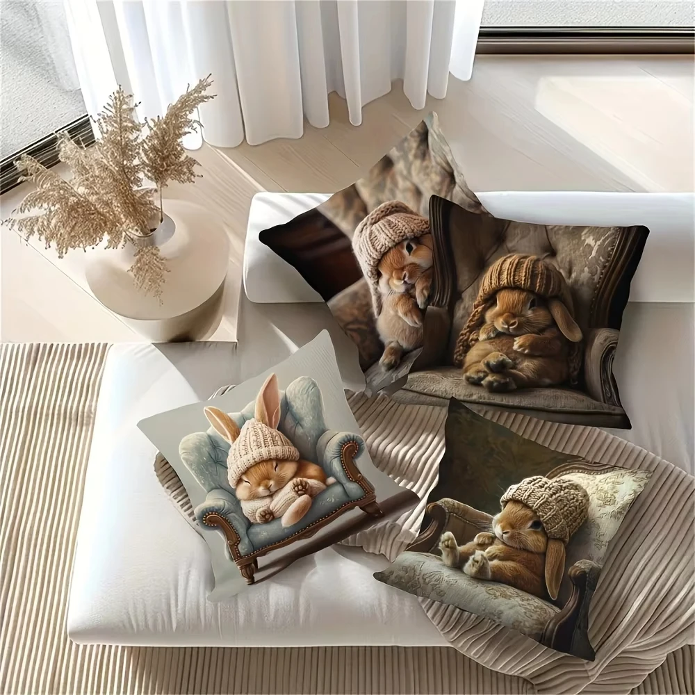 New Year Multi-size Cute Little Cat Pattern Print Pillowcase Merry Christmas Decoration Cushion Pillow Cases Home Xmas Ornament