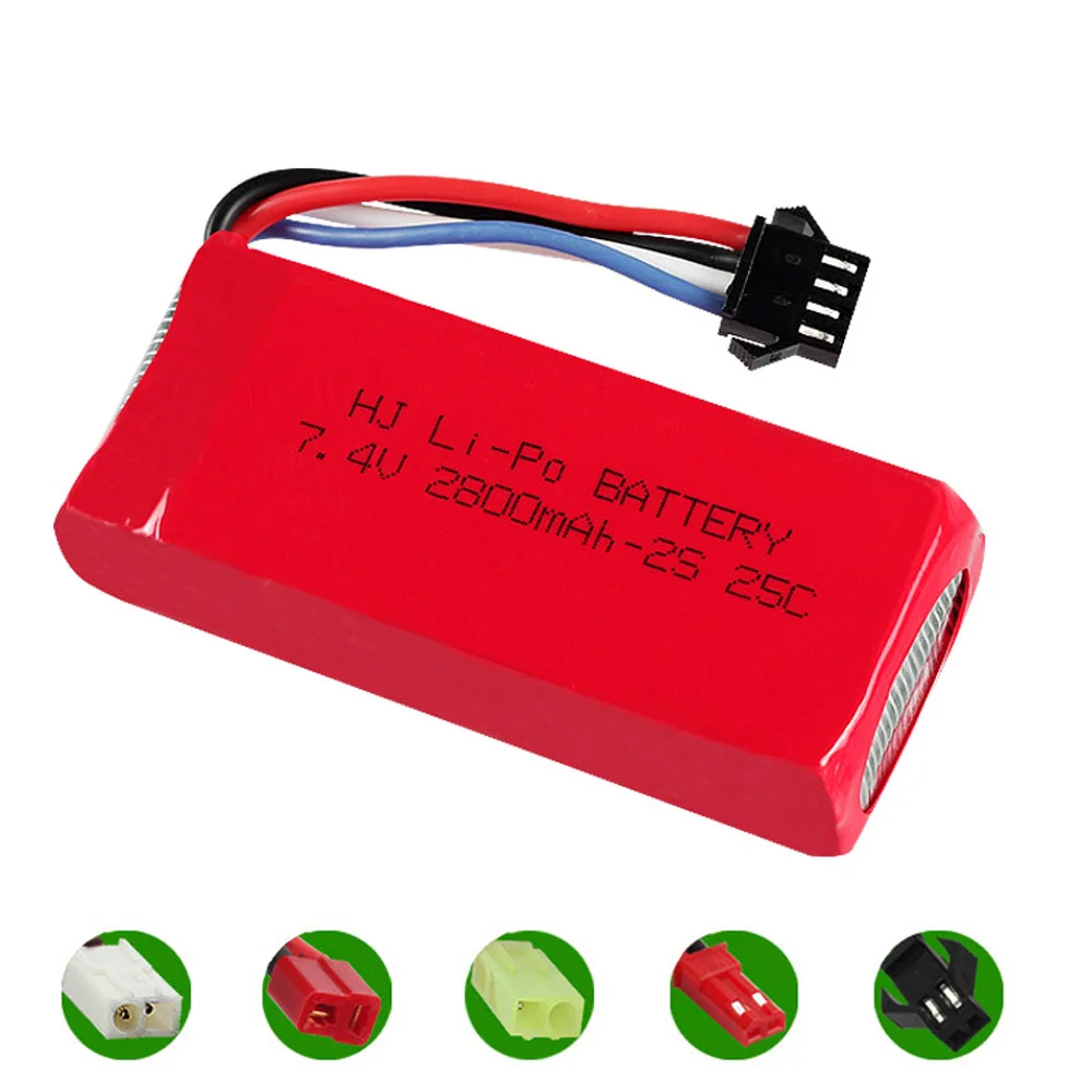 

7.4V 2800mAh 2S 25C Lipo battery with SM-4P Plug For Udi UDI902 UDI002 HQ961 HQ96 FT0 Remote Control toys Boat spare parts 7.4 V