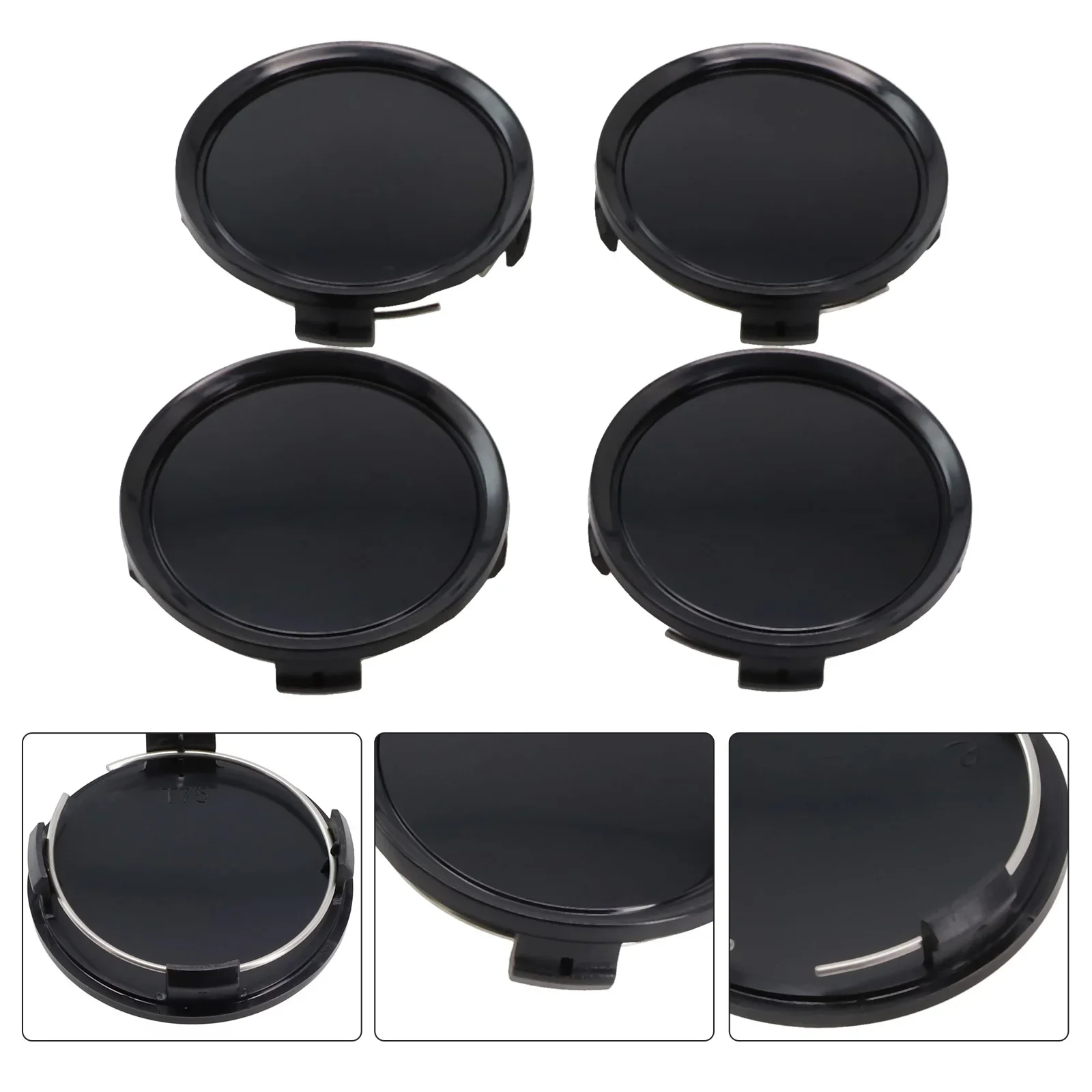 4pcs ABS Car Wheels Center Cap Hubcap Black 75mm 2.95 Inch Car Wheel Center Cap Exterior Car Wheel Hub Car Accessories