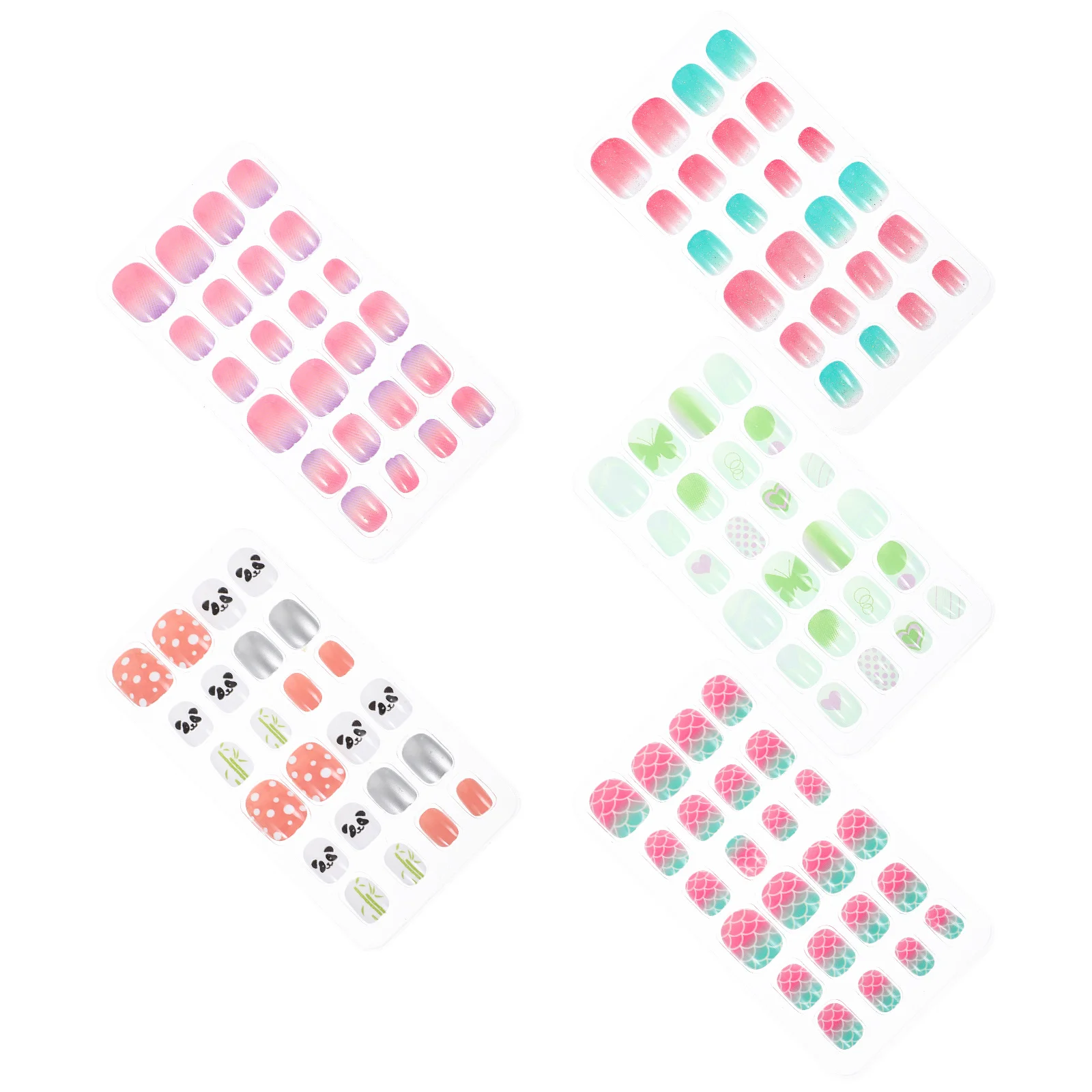 5 scatole di decalcomanie per unghie finte per forniture per manicure fai da te adesivi per unghie finte unghie corte a copertura totale