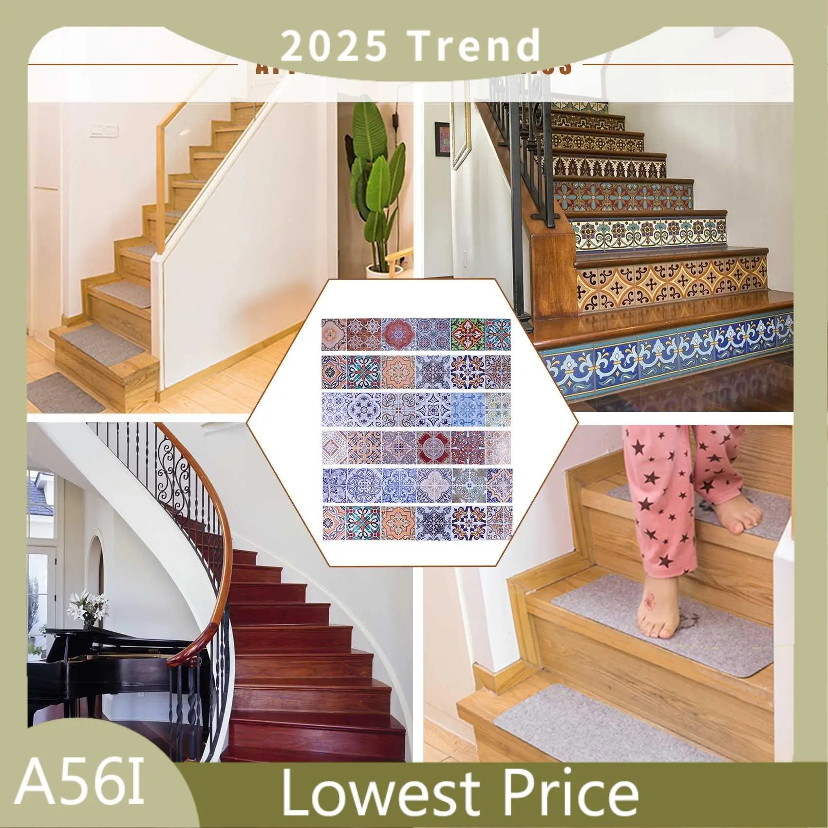 ABDD Peel And Stick Tile Backsplash Stair Riser Decals DIY Tile Decals Mexican Traditional Talavera Waterproof Home Decor Stairc