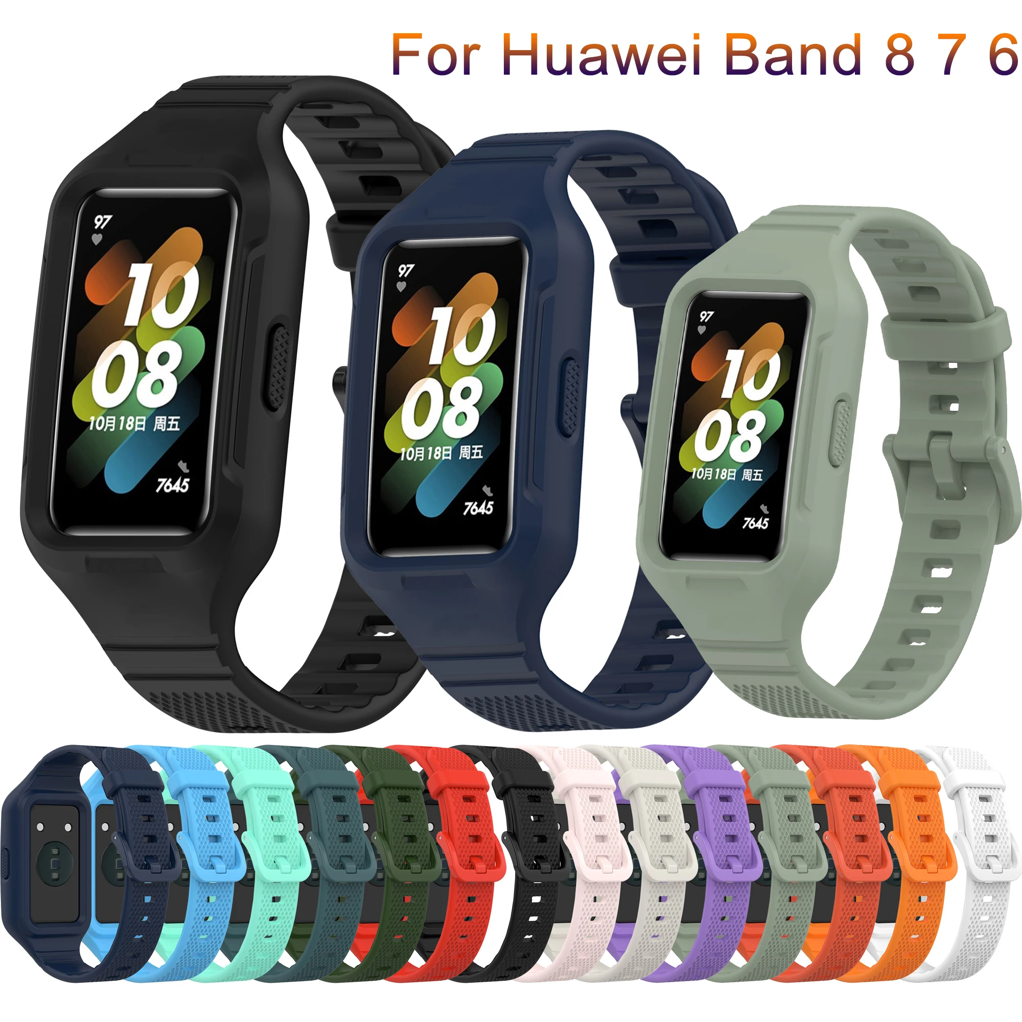 Soft Silicone Watchband For Huawei Band 8 Sport Smart Watch Replacement Bracelet for huawei band 7 6 huawei band8 Correa Strap