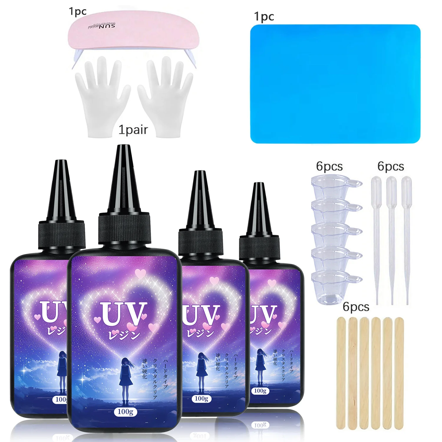 

100-400g Crystal Clear Hard UV Resin Upgraded Formula Ultraviolet Fast Curing for Jewelry Making Craft Decoration Resin Casting