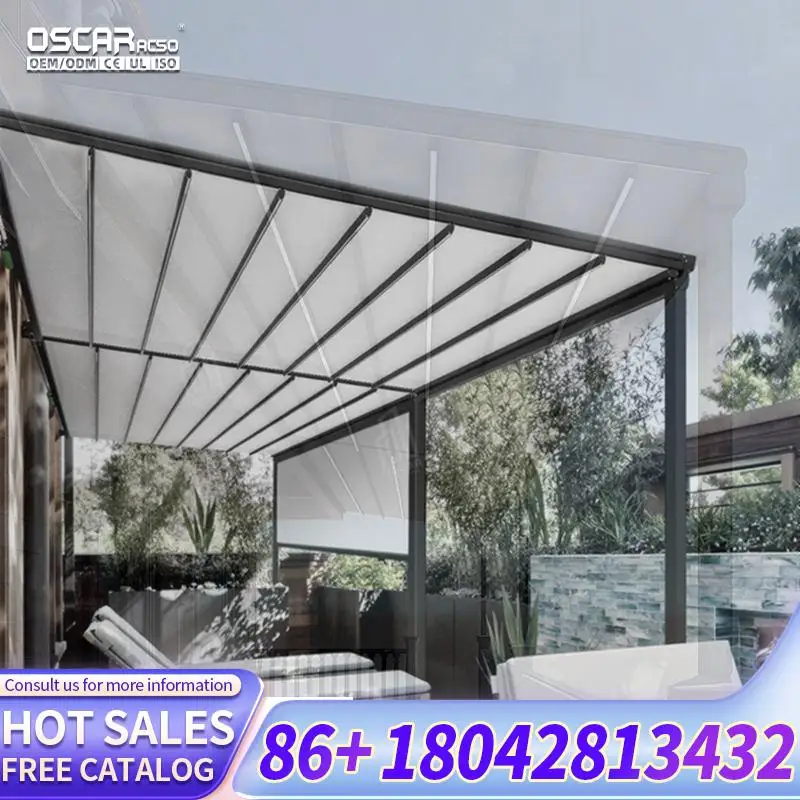 Techo Retráctil Automático de Aluminio para Exteriores con Persianas Laterales, Gazebo Impermeable para Jardín, Patio, Balcón, Toldo Retráctil Tipo Pérgola