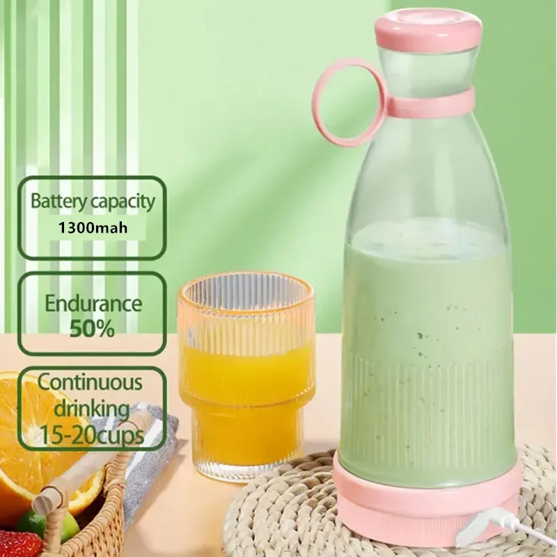 

6-Blade Mini Portable Electric Juicer Bottle – USB-Charged, Shakes Orange/Lemon, Works As Fresh Fruit Mixer & Squeezer