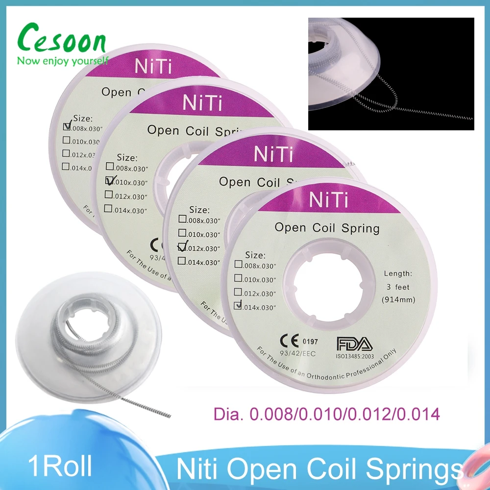 

1Roll Dental Orthodontic Niti Open Coil Springs Size 0.008 0.010 0.012 0.014 Length 3 Feet /914mm Dentist Ortho Materials