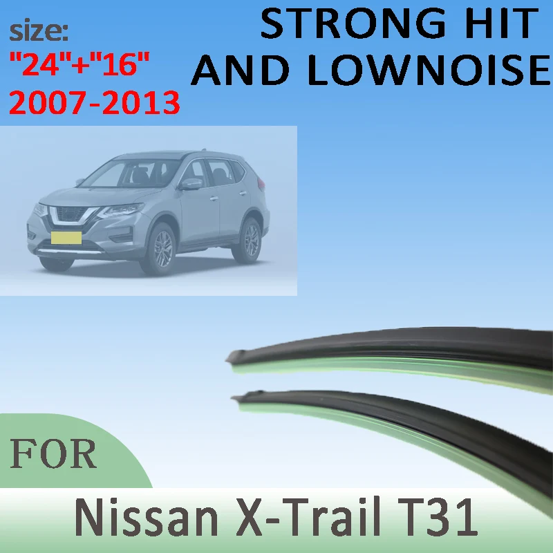 

Wiper Front Wiper Blades For Nissan X-Trail T31 2007 2008 2009 2010 2011 2012 2013 Windshield 24"16" LHD Accessories