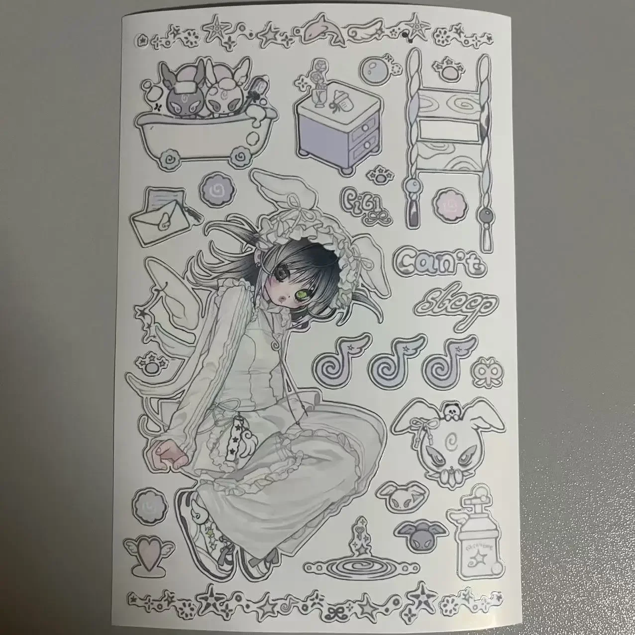 Sketch Style Angel Girl Sticker Goo Card Character Sticker Notebook Material