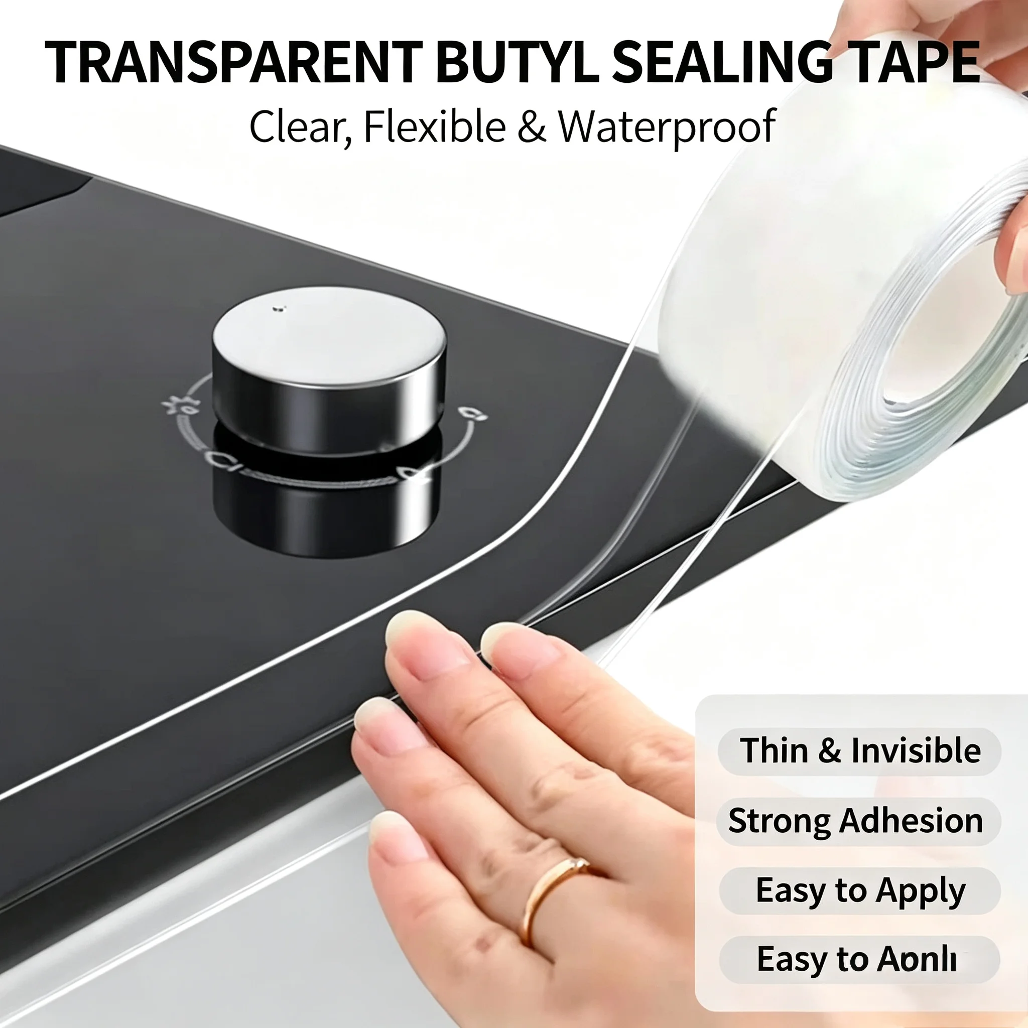 1/2pcTransparentSealingTapeWaterproofStrip Kitchenand Bathroom Waterproof and Mildew Proof Tape Suitable for Rooms and Bathrooms
