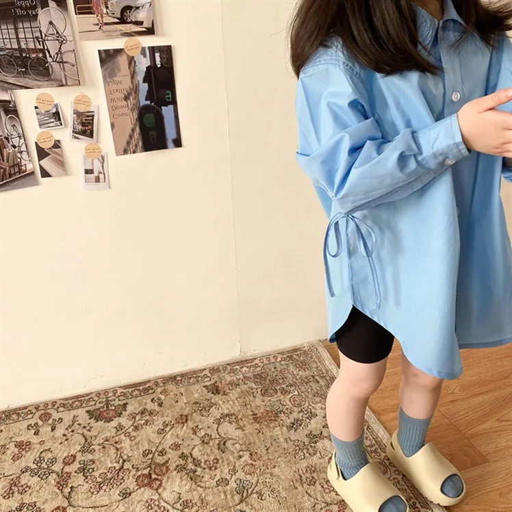 Children's Spring and Autumn Clothing Long Sleeve Shirt Girls' Korean Style Thin Western Style Shirt Girls' Clothing