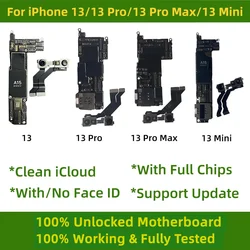 Fully Tested Unlocked Clean iCloud For iphone 13mini Mainboard For iPhone 13 ProMax Motherboard With No/Face Face ID Logic Board