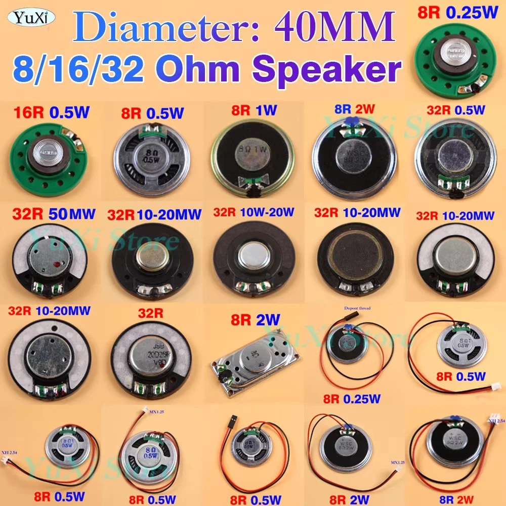 

8 ohm Speaker Horn LoudSpeaker 32 Ohm 16 Ohm Wireless Headphone Speakers Diameter 40MM 0.25W 0.5W 1W 2W 2Pin Termina Wire