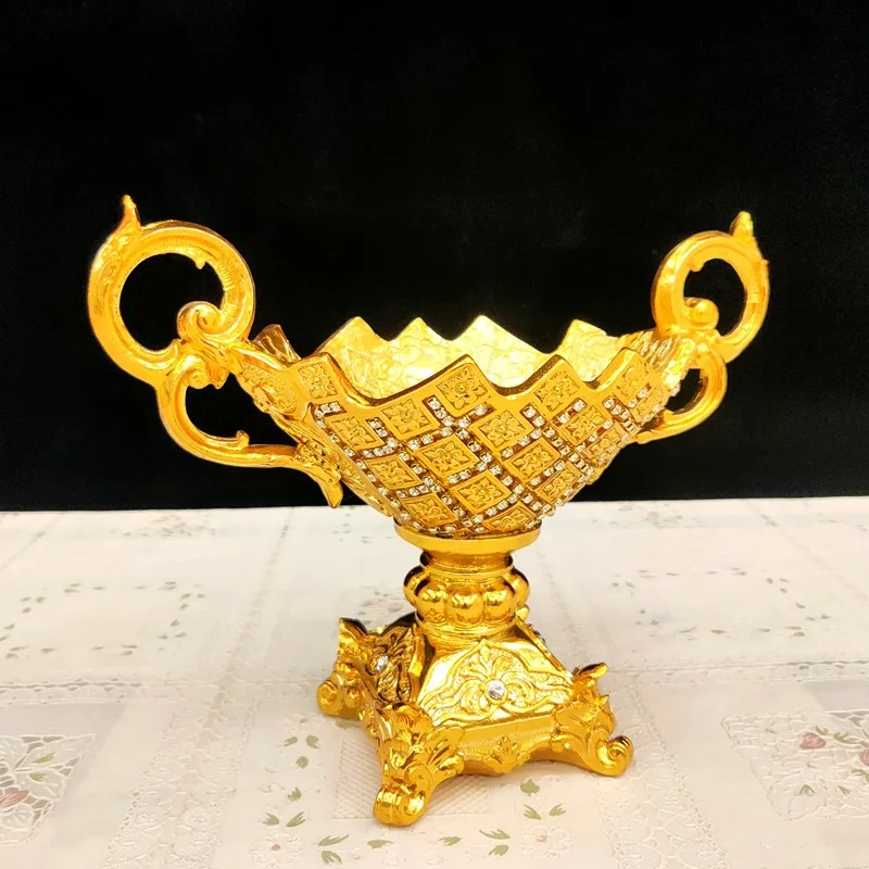 European fruit plate electroplated craft home decoration binaural fruit plate gold ornament storage living room dining table
