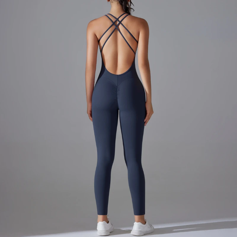 MIML 2026 Women's Sleeveless Yoga Sport Jump Suit Backless Bodycon Scrunch Jumpsuit Sexy Raises Butt Workout Clothes Push up