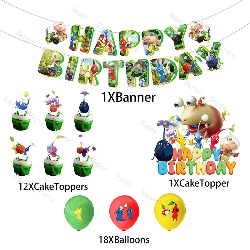 Das Spiel Pikmin Geburtstags feier Dekorationen Pikmin Ballon Banner Hintergrund Kuchen Topper Party liefert Baby party