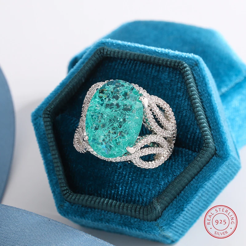 

Посеребренное кольцо 925, горячая распродажа, сине-зеленое кольцо с муассанитом, сверкающее роскошное кольцо, женское вечерние украшения на день рождения, подарок