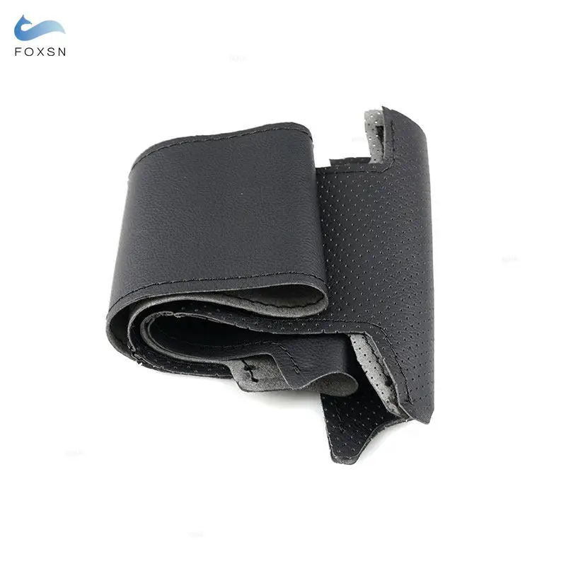 For BMW F10 F07 F12 F13 F06 F01 F02 520i 528i 740Li Car Interior Steering Wheel Cover Hand Stitched Black Perforated Leather
